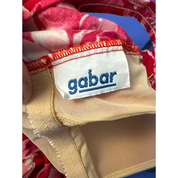 Vintage‎ Gabar One Piece Swimsuit Red/Pink Floral with Gold Accent Pre-owned - Picture 4 of 7